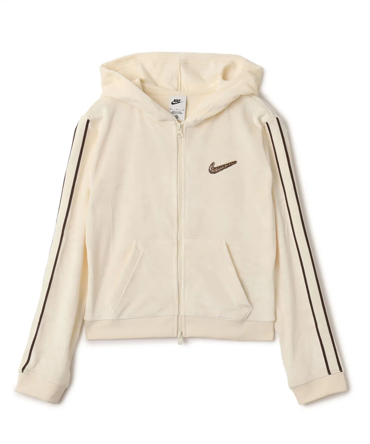 Топ Nike Women's Trnd Vlr Fz Hd LS с фулл-зип, полиэстер, спандекс, айвори