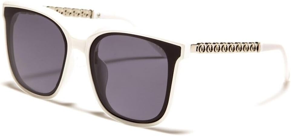 

Женские солнцезащитные очки Dweebzilla Oversized Square Butterfly Jackie O в стиле ретро, ​​дизайнерские, большие, модные, с защитой от УФ-излучения UV400, гибридные, White & Silver Frame - Black Super Dark Lenses