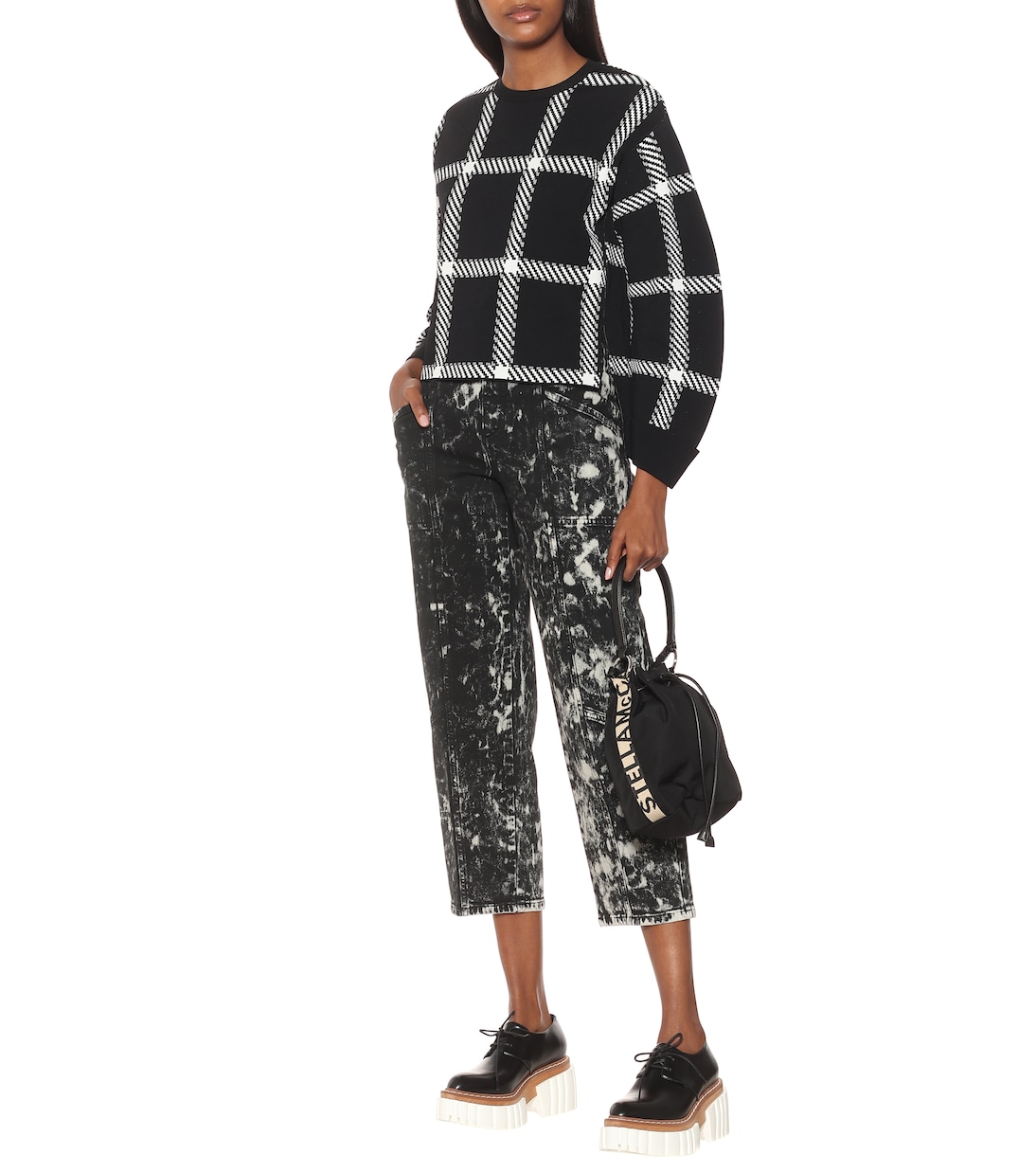 Укороченные джинсы с высокой талией и принтом Galaxy Stella McCartney, Black Galaxy Wash Denim — фото 2