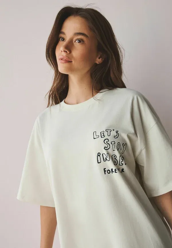 Ночная сорочка Next Regular fit graphic, кремовый — фото 3