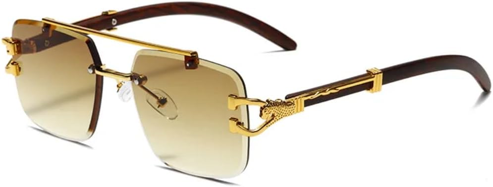 

Роскошные безрамочные солнцезащитные очки квадратной формы для женщин с градиентным переходом цвета, ретро-стиль, двойные модные очки для мужчин с защитой от УФ-излучения UV400 UATXTAU, Tea