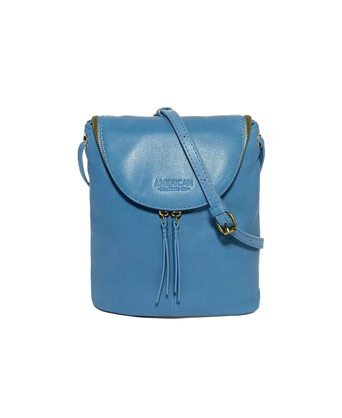 

Сумка-мессенджер Hampton Large Zip Around Crossbody American Leather Co., синий