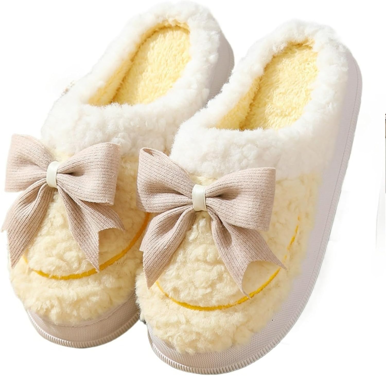 

Милые тапочки с бантом для женщин и мужчин, розовые, пушистые, мягкие, для дома и улицы, теплые, с нескользящей подошвой Elirar