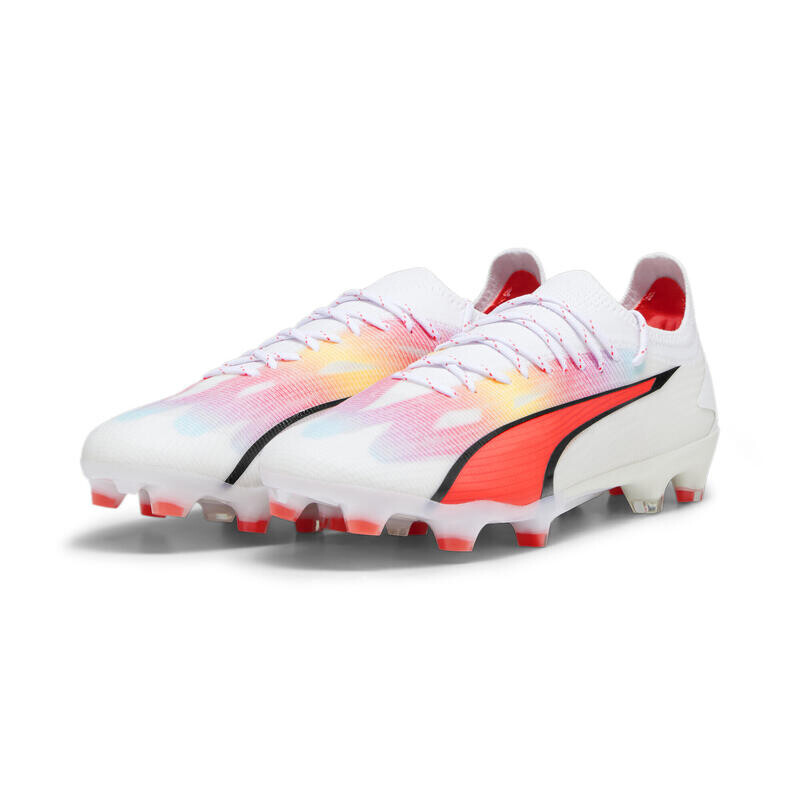 

Футбольные бутсы ULTRA ULTIMATE FG/AG мужские PUMA Белый Черный Огненная Орхидея Красный