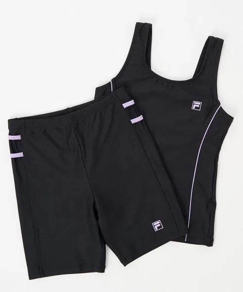 【FILA】Детский купальник-танкини, школьный купальник, раздельный купальник, конструкция, предотвращающая скатывание, для плавания