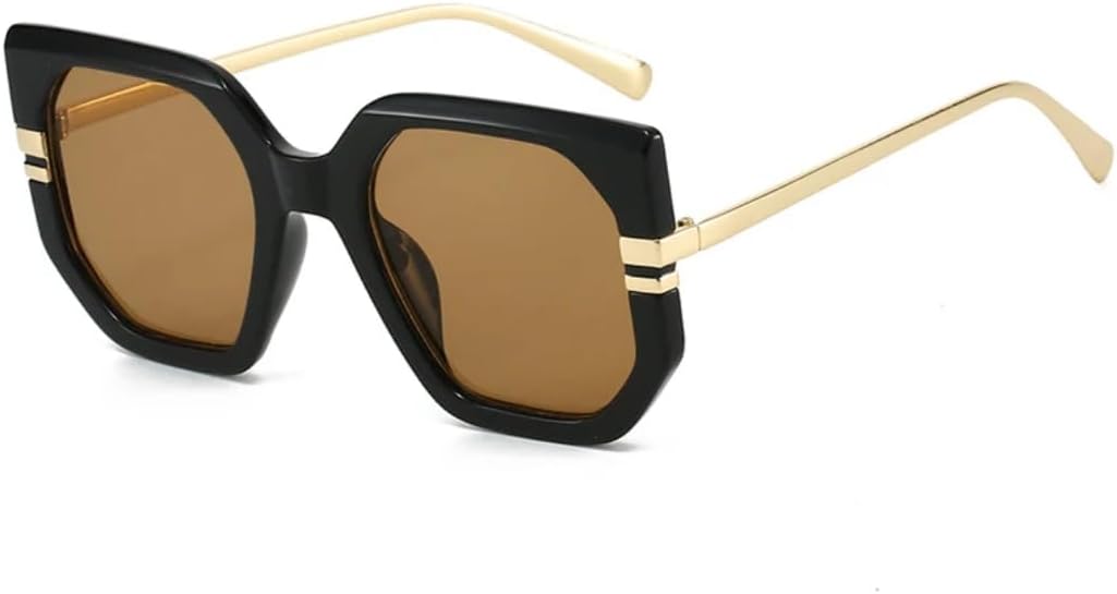 

Солнцезащитные очки Polygon для женщин, солнцезащитные очки UV400 в стиле ретро, ​​прозрачные линзы с градиентом Ocean, для мужчин, модный леопардовый принт VVTWSSW, Black Tea