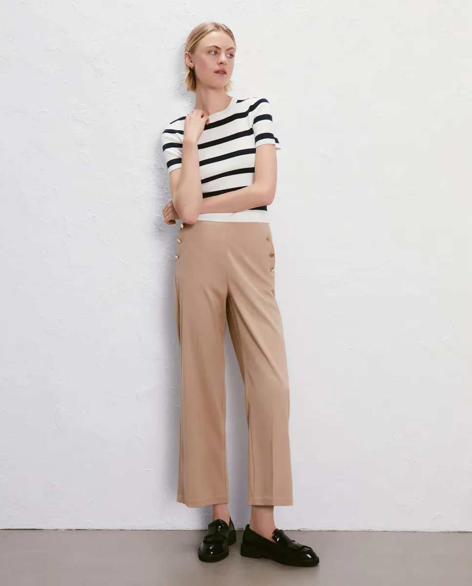 

Женские укороченные брюки с золотой отделкой Easy Wear, цвет Camel