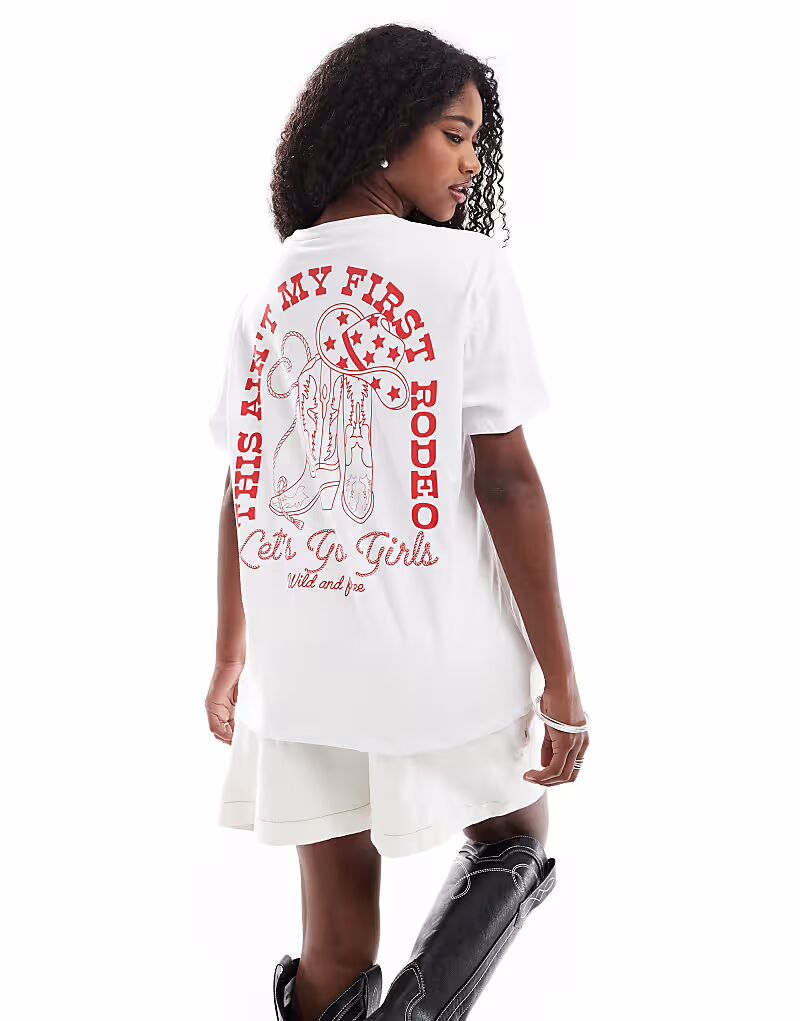 

Футболка Pieces Rodeo oversize белого цвета