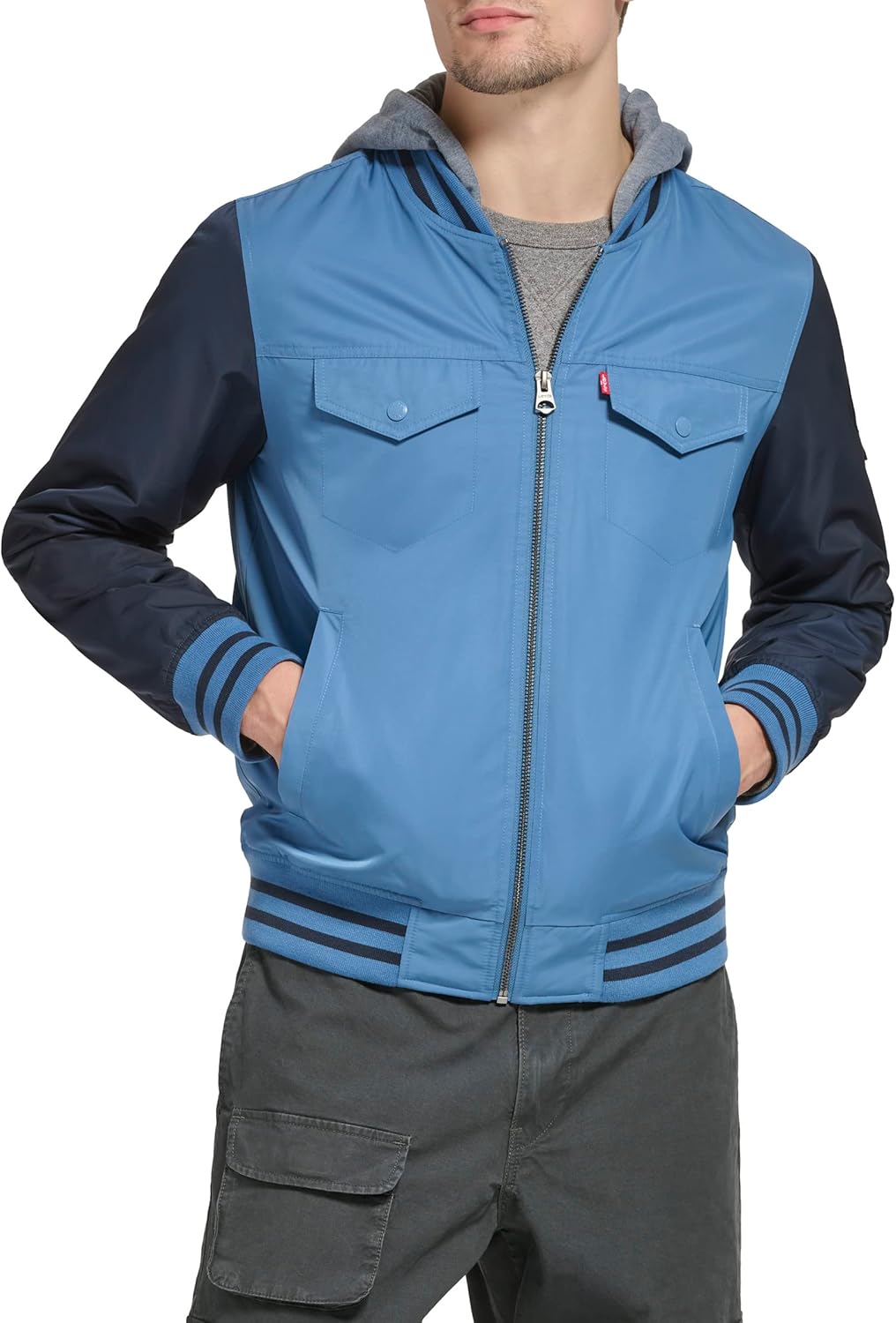 

Мужская университетская куртка-бомбер Levi's Colorblock, Blue Horizon/Fleece Hood