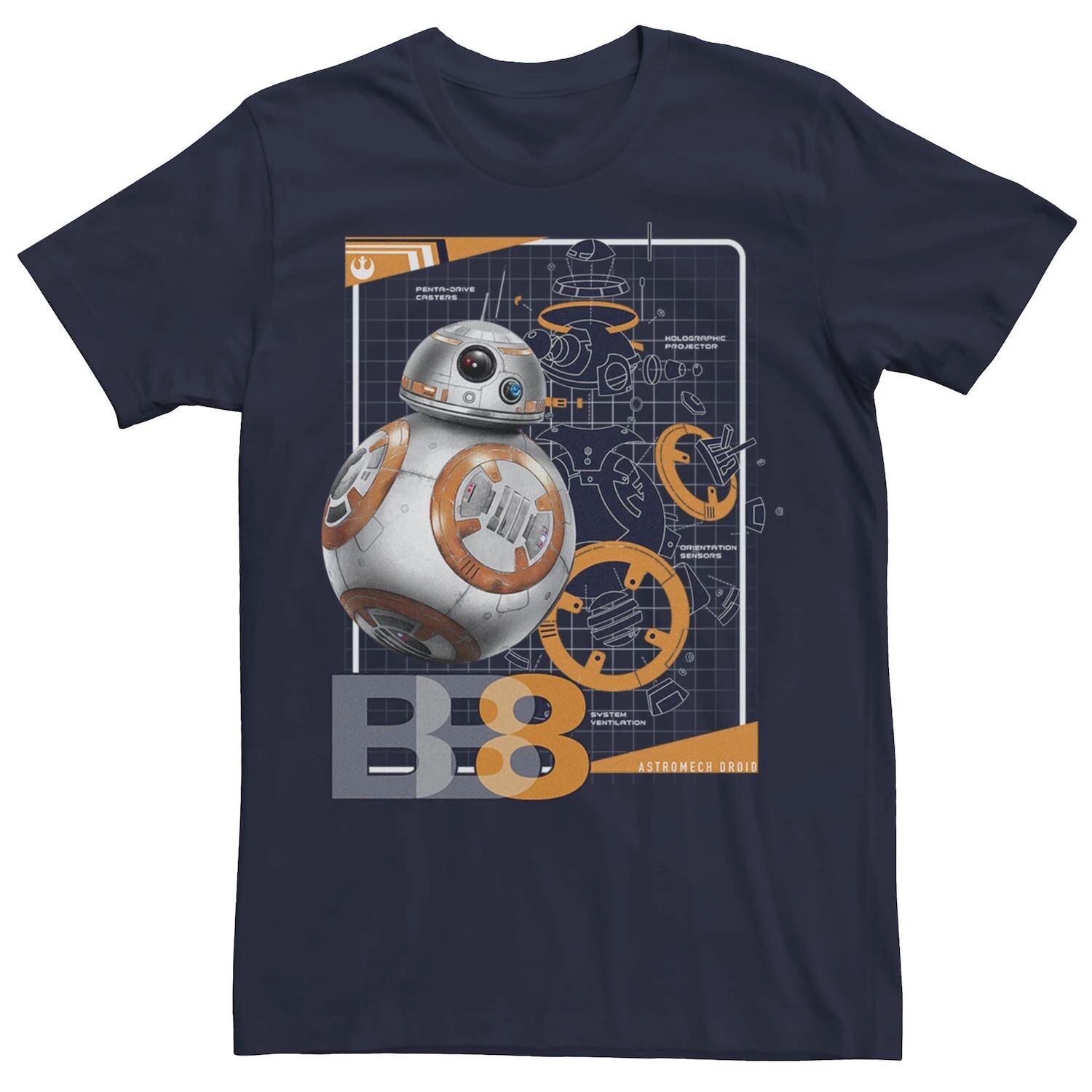 

Мужская футболка с рисунком BB-8 Astromech Star Wars, синий