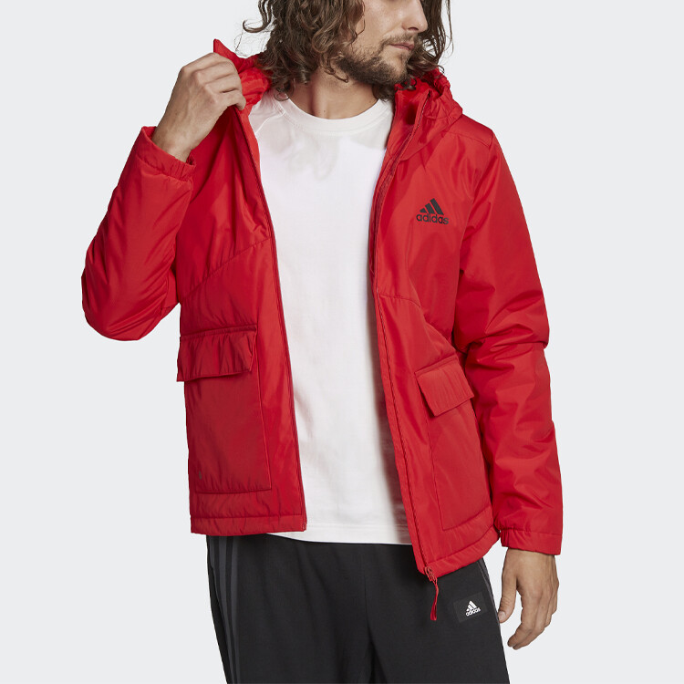 Стеганая куртка мужская красная Adidas, красный — фото 2