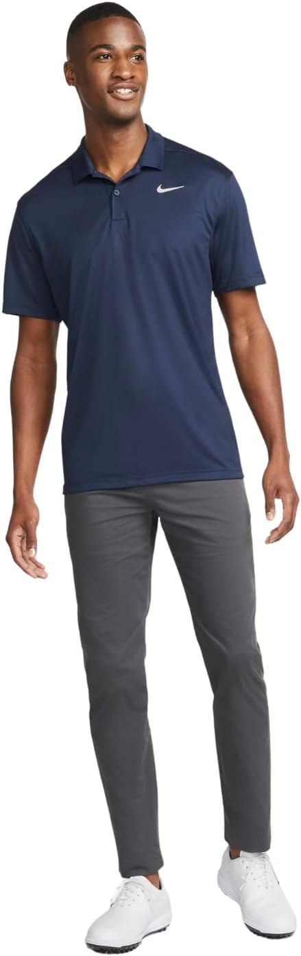 Мужская облегающая футболка-поло для гольфа Nike Dri-FIT Victory, Obsidian/White — фото 3