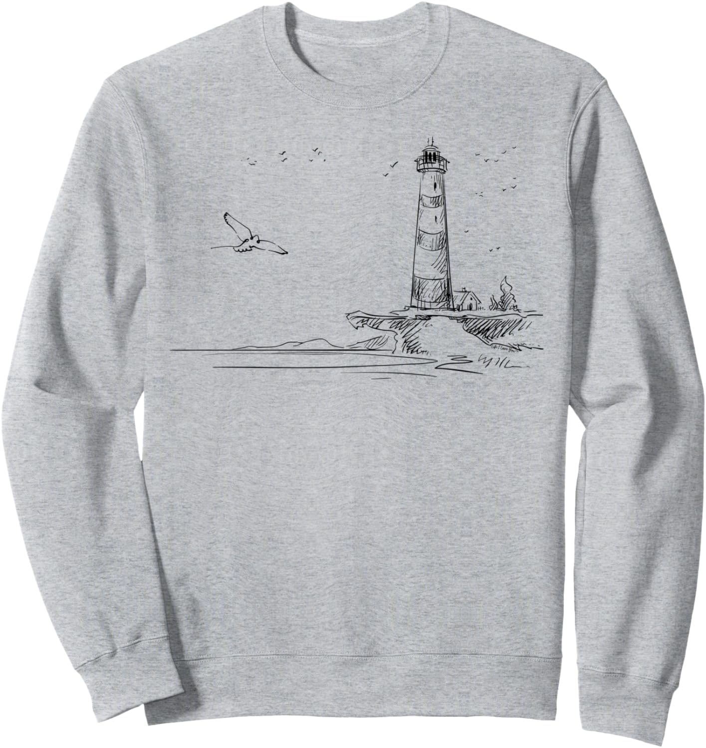 

Футболка с морским эскизом маяка на берегу моря Life I Love You, серый