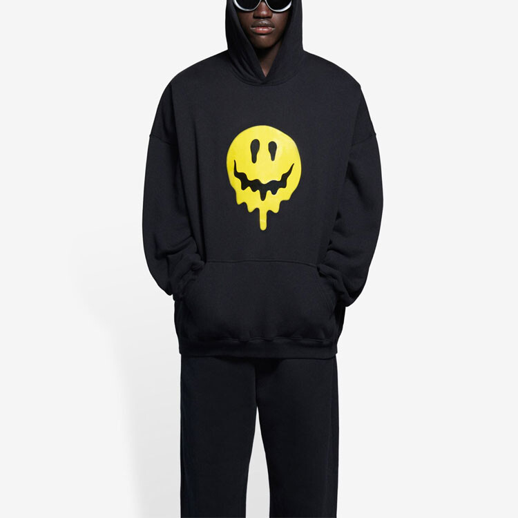 Худи Balenciaga Smiley, черный — фото 4