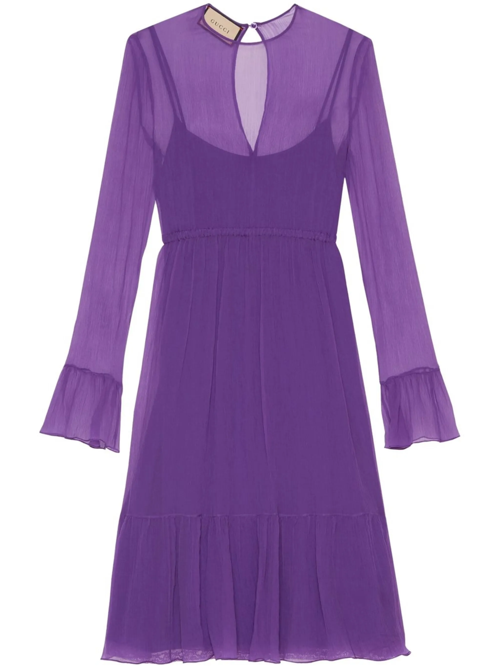 

Шелковое платье макси Gucci, фиолетовый