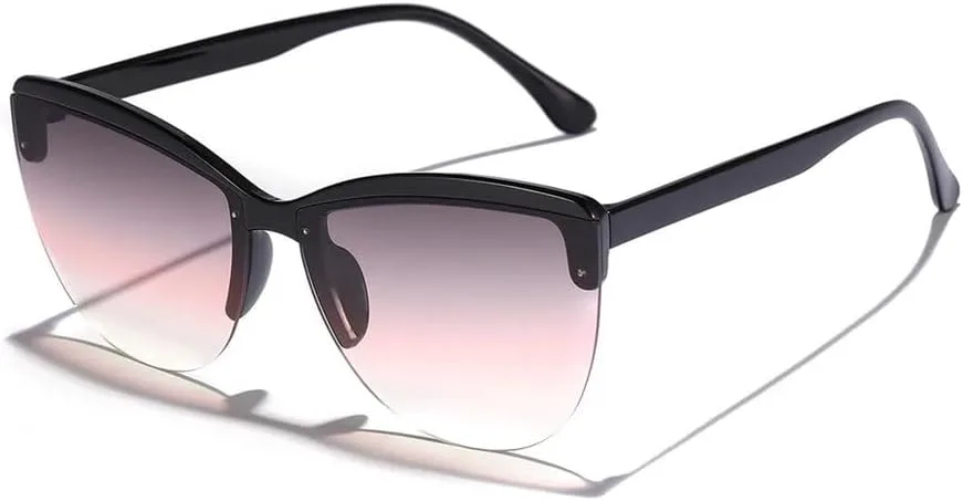 

Винтажные солнцезащитные очки в полуободковой оправе «кошачий глаз» для женщин и мужчин, панк-очки, роскошные очки в стиле хип-хоп LVTFCO, Black Gray Pink