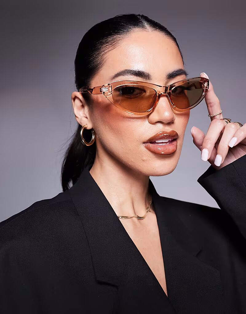 

Тонкие солнцезащитные очки «кошачий глаз» River Island бежевого цвета