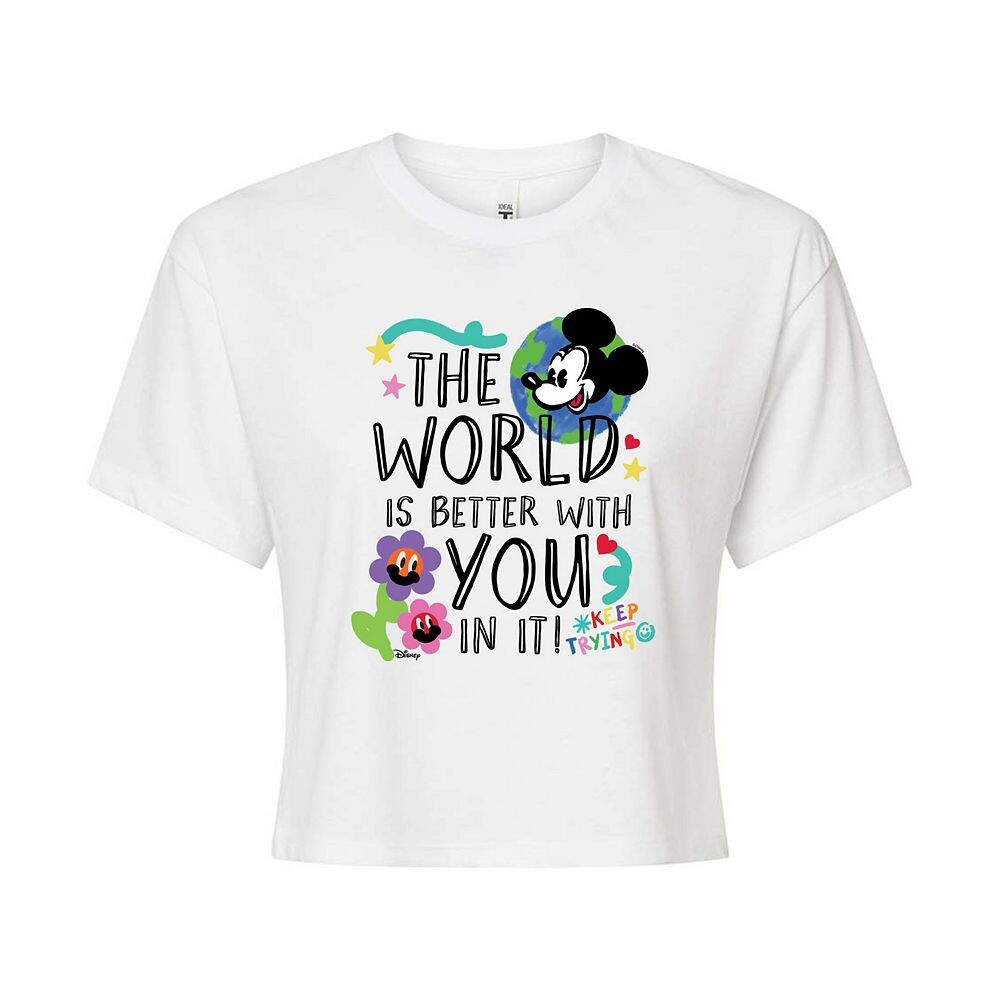 

Укороченная футболка Disney's Mickey Mouse Junior's Better With You, белый