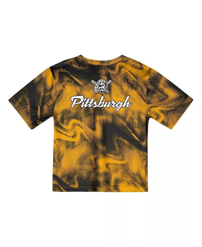 Детский комплект футболки и шорт Pittsburgh Pirates Pinch Hitter Infielder в золотисто-черном цвете Outerstuff — фото 4