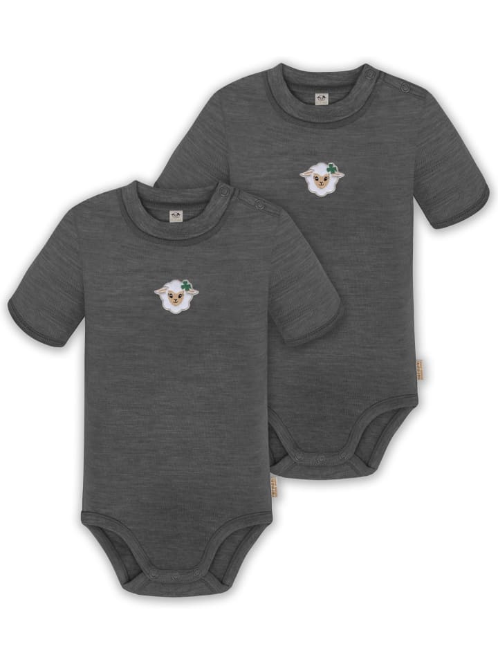 

Normani Outdoor Sports Комплект из 2 унисекс детских боди с короткими рукавами из мериносовой шерсти с застежками-кнопками, антрацитового цвета