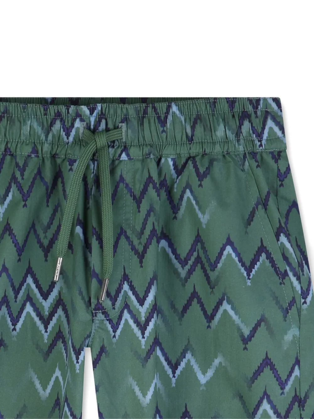 Шорты с зигзагообразным рисунком и кулиской Lanvin Enfant, зеленый — фото 3