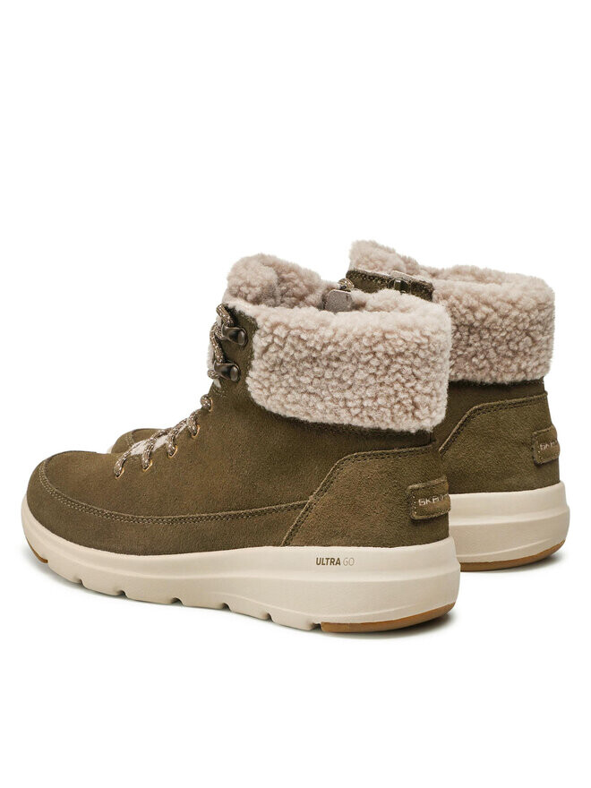 Ботинки женские Skechers Glacial Ultra на плоской подошве, зеленый — фото 3