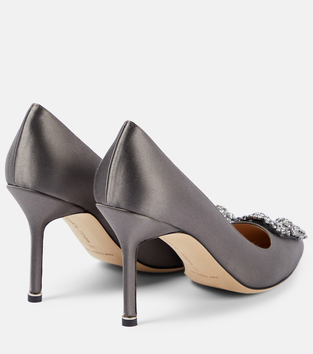 Атласные туфли hangisi 90 с декором Manolo Blahnik, серый — фото 3