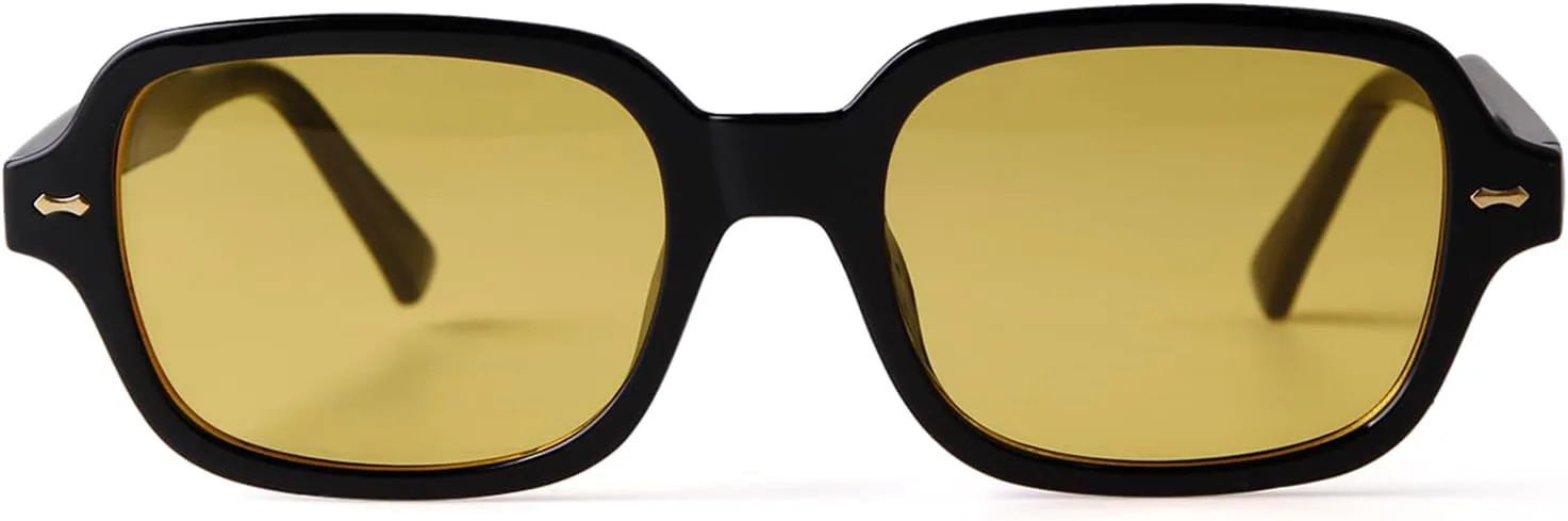 

Солнцезащитные очки ADE WU в стиле ретро, ​​квадратная оправа, для женщин, винтажные, модные, милые, с тонированными линзами, в стиле Y2k, Black/Yellow Colored