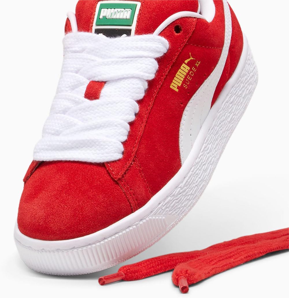 Детские кроссовки Puma Unisex-Child Suede XL (для детей постарше), белый/красный — фото 4