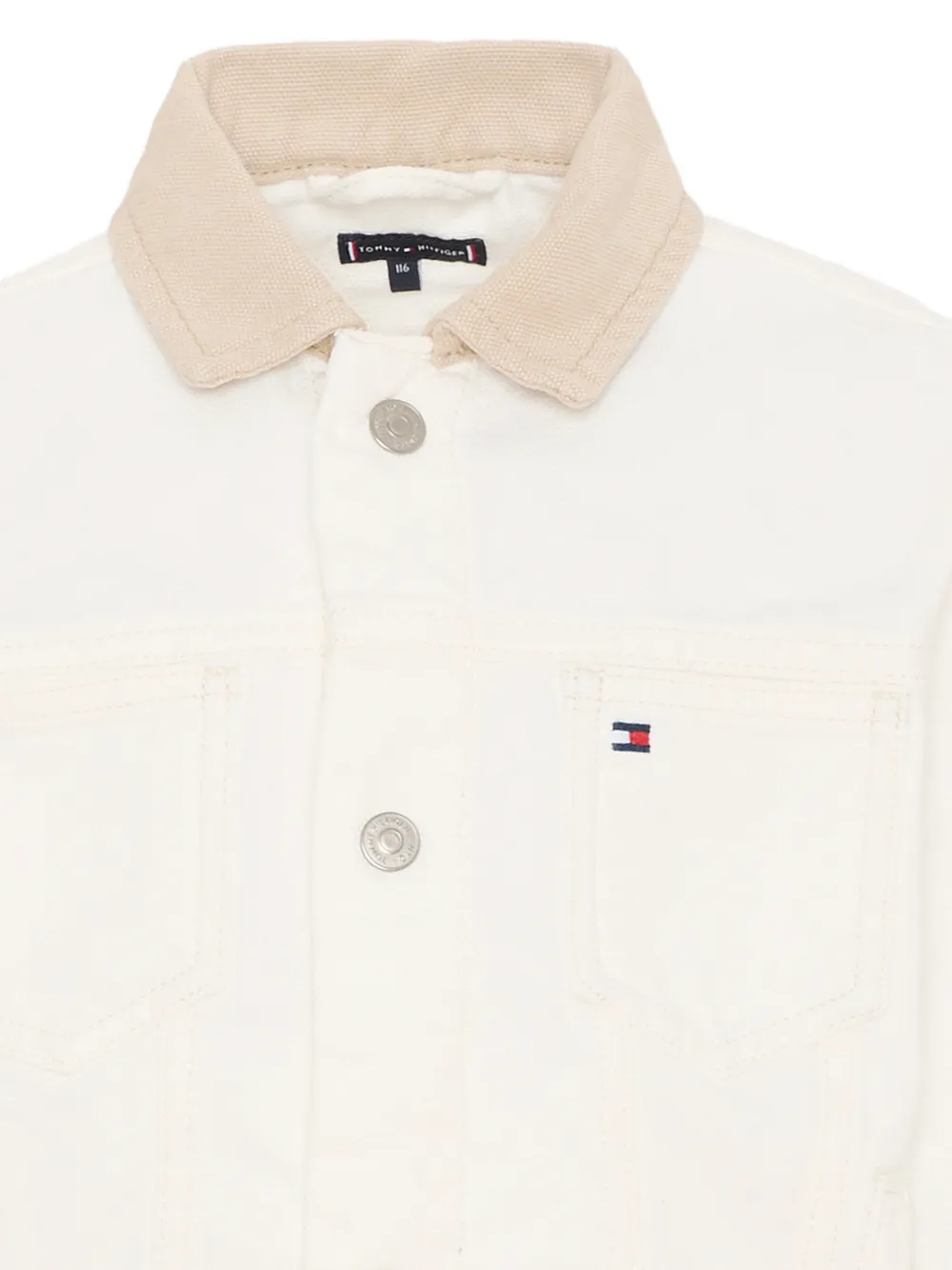 Хлопковая куртка с логотипом Tommy Hilfiger Junior, белый — фото 3