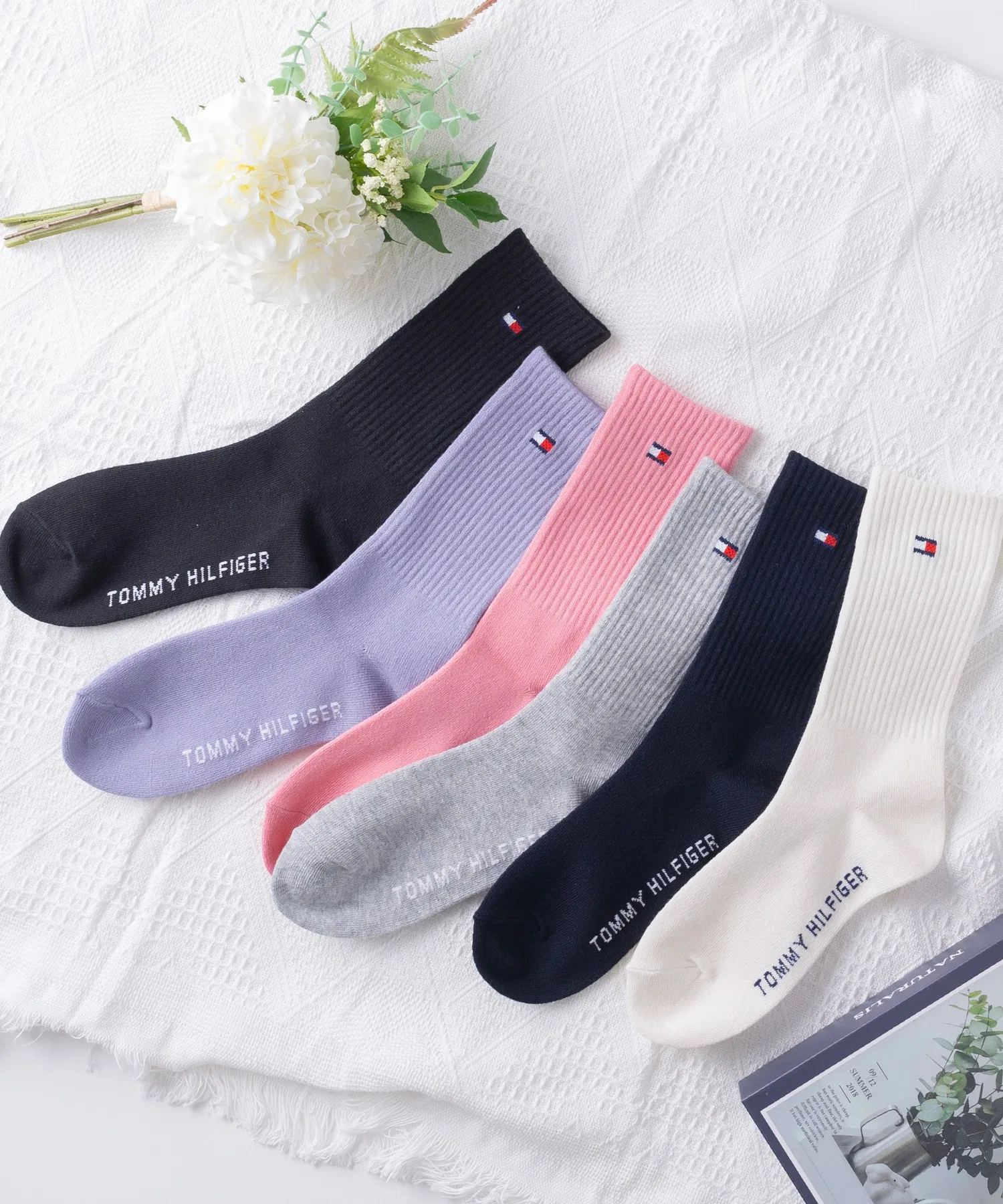 [Эксклюзивно для EC] Носки с логотипом бренда TOMMY HILFIGER, длина до середины икры, комплект из 2 пар, размеры 23 см, 24 см, 25 см — фото 2