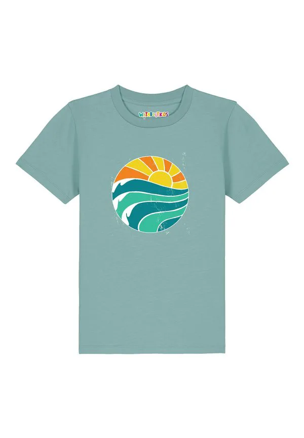 Футболка с принтом летнего солнца Watapparel, Teal Monstera — фото 2