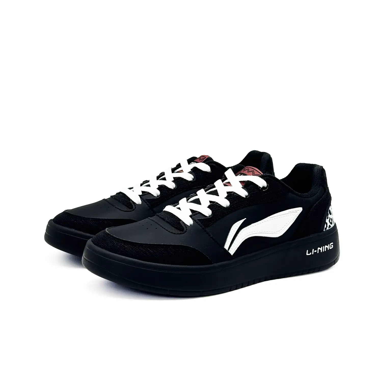 Мужские износостойкие дышащие низкие скейтбордные кроссовки Li Ning Sycee V3, черный белый — фото 4
