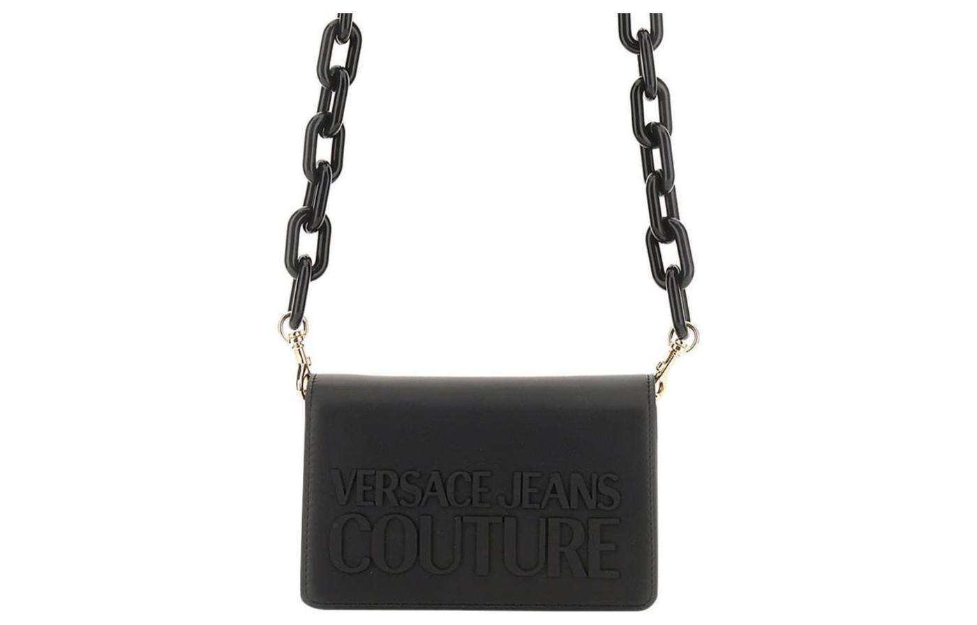 

VERSACE JEANS COUTURE Полиуретановая поясная сумка через плечо женская черная