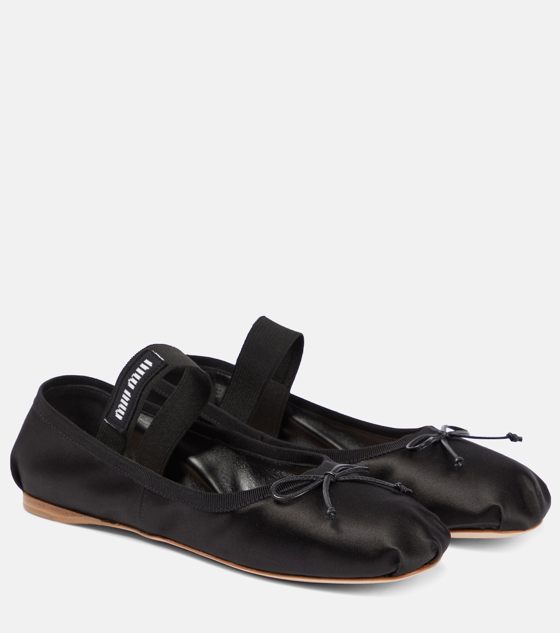 Балетки из сатина Miu Miu, черный