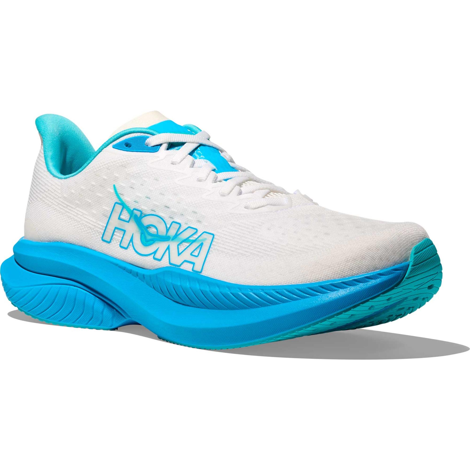 Мужские беговые кроссовки Mach 6 HOKA, White/Skyward Blue — фото 2