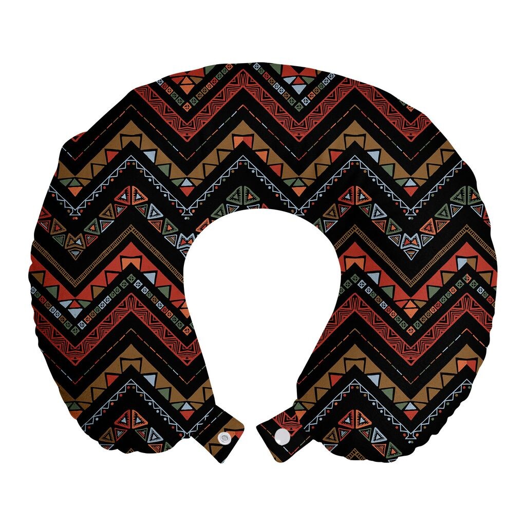 

ABAKUHAUS Aztec Travel Подушка для шеи, этнический зигзагообразный шеврон, пенопластовые дорожные принадлежности для самолета и автомобиля, 30x30 см, Коксово-серый киноварь