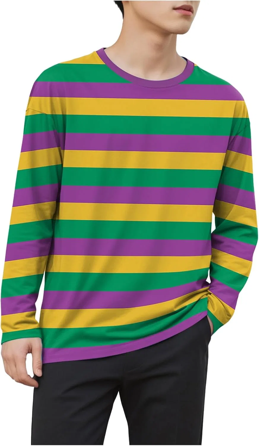Футболка длинный рукав, полосатая, Border Shirt, разноцветный