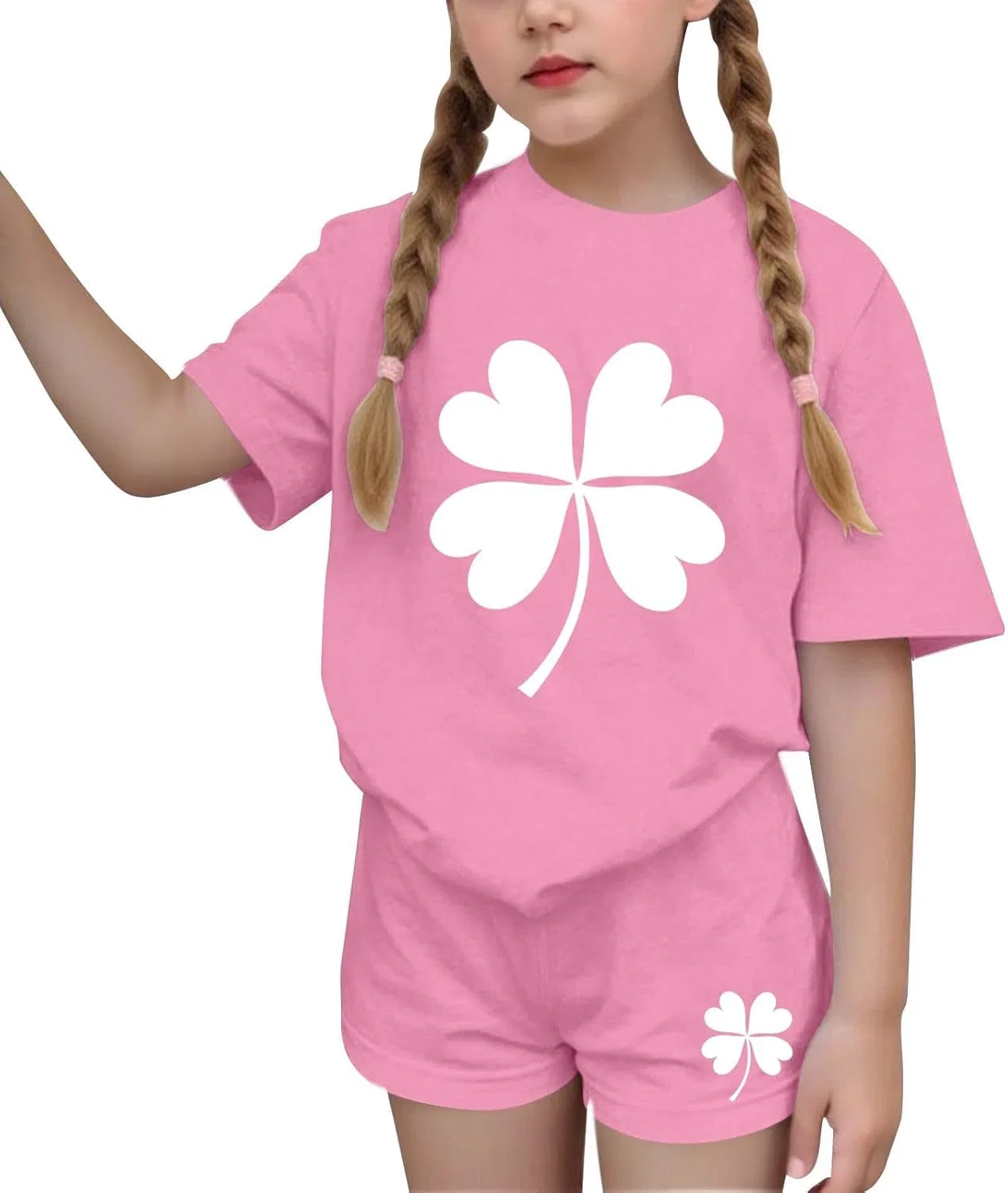 Детский спортивный костюм с шортами и футболкой Shamrock, Zzalalana, Pink