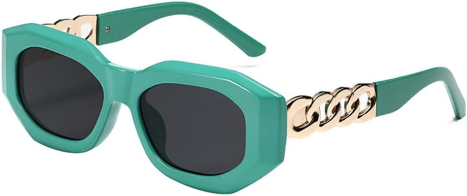 

Солнцезащитные очки MUTYNE в стиле ретро, ​​многоугольные, квадратные, женские, модные, зеленые и розовые, с защитой от УФ-излучения UV400, мужские, трендовые, с цепочкой, Green Grey