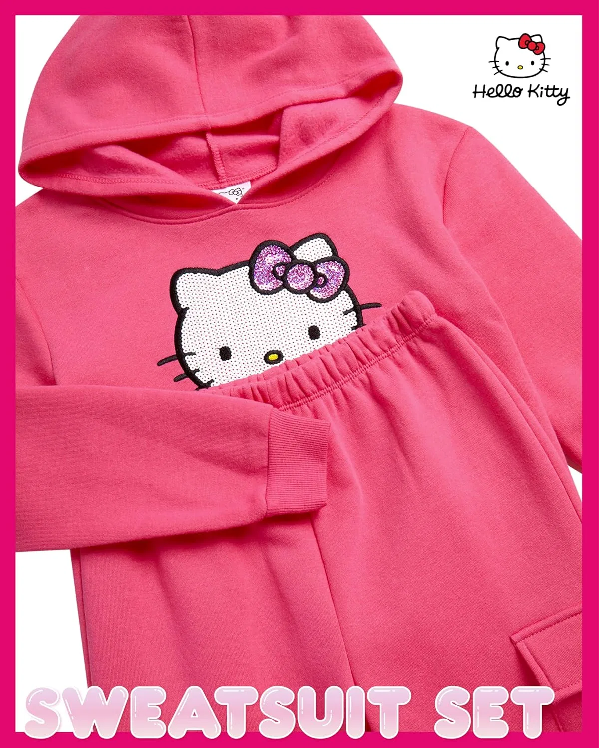 Детский спортивный костюм Hello Kitty из худи и карго-штанов, Fandango Pink — фото 2