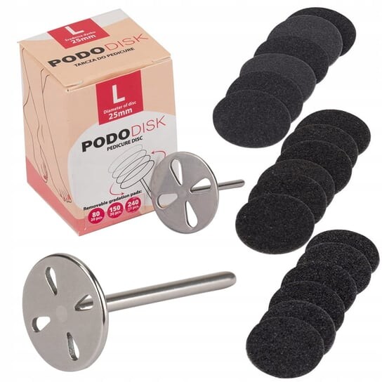 

Комплект дисков для педикюра Pododisk хвостовик диска + подушечки сменные диски L 25 мм, AllePaznokcie