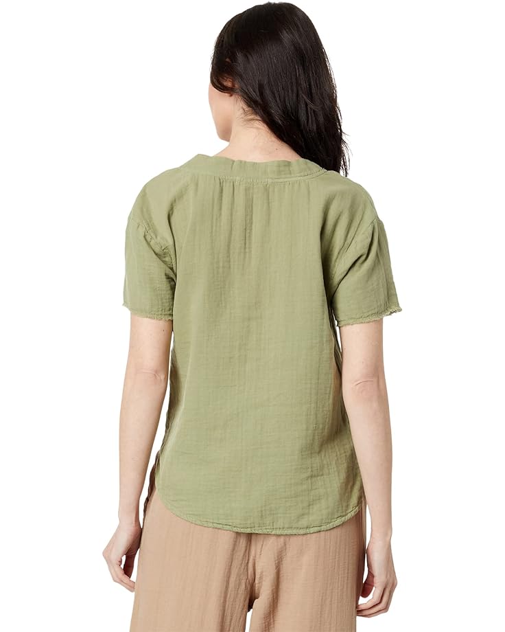 

Блуза Mod-o-doc Double Layer Gauze Short Sleeve V-Neck Curve-Hem Blouse, цвет Forest Fern