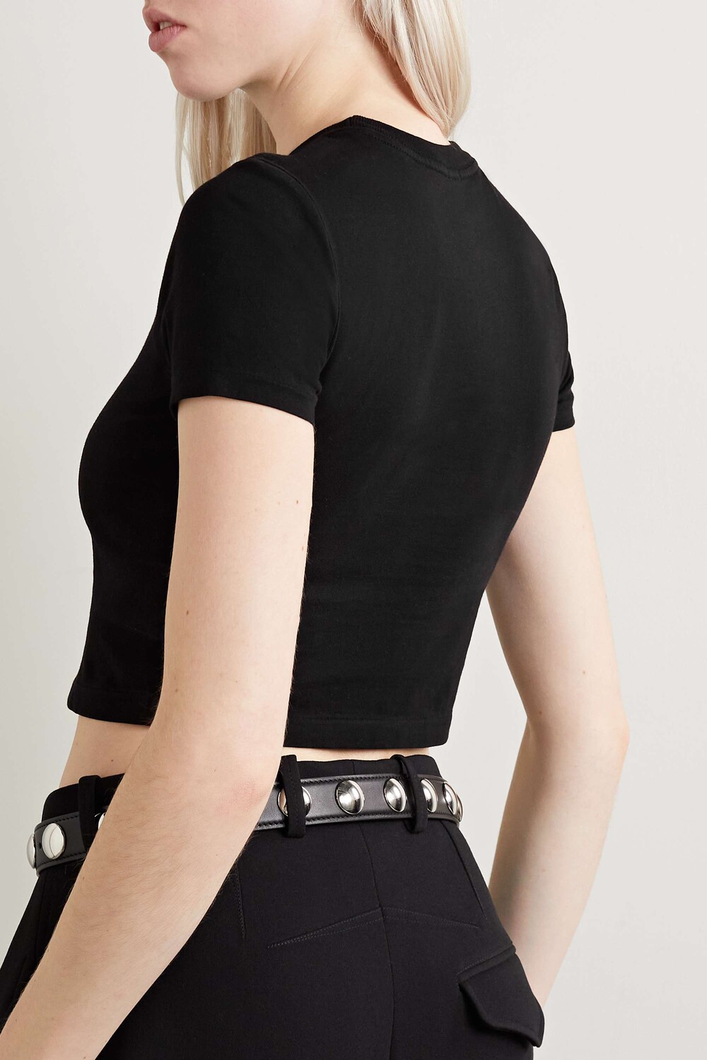 

RE/DONE + Укороченная футболка Hanes из хлопкового джерси, черный