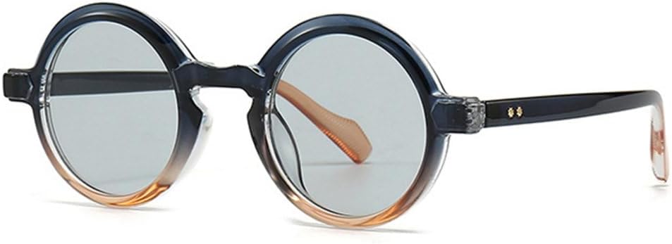 

Популярные модные круглые солнцезащитные очки для женщин, ретро-градиентные очки с защитой от УФ-излучения UV400, модные панк-очки с заклепками для мужчин MTZJH, Blue Light Grey