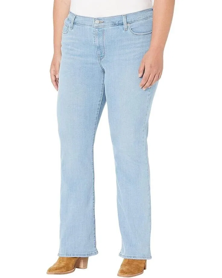 Женские джинсы Levi's 415 Classic, синие, из эластичного денима, расклешенные, на молнии, модель JDM950, Blue