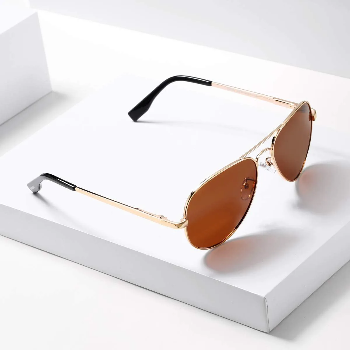 

Поляризованные солнцезащитные очки-авиаторы AZorb с зеркальными линзами и металлической оправой для мужчин и женщин, 100% защита от УФ-излучения UV 400, A2 Brown