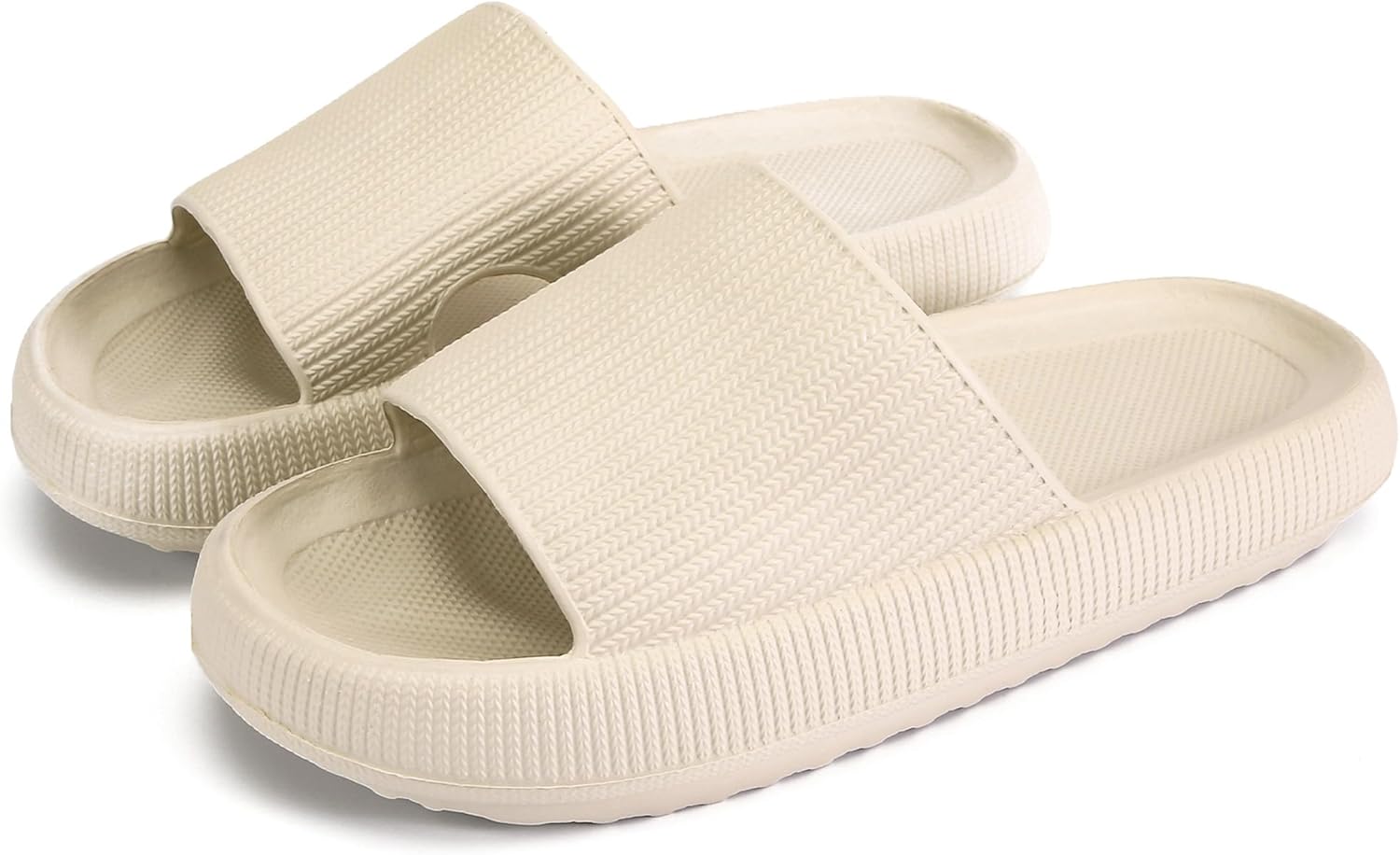 

Домашние тапочки rosyclo для женщин и мужчин, тапочки-подушки, шлепанцы для душа, тапочки для дома, удобные, легкие, с толстой подошвой, нескользящие, легко чистятся, Tan