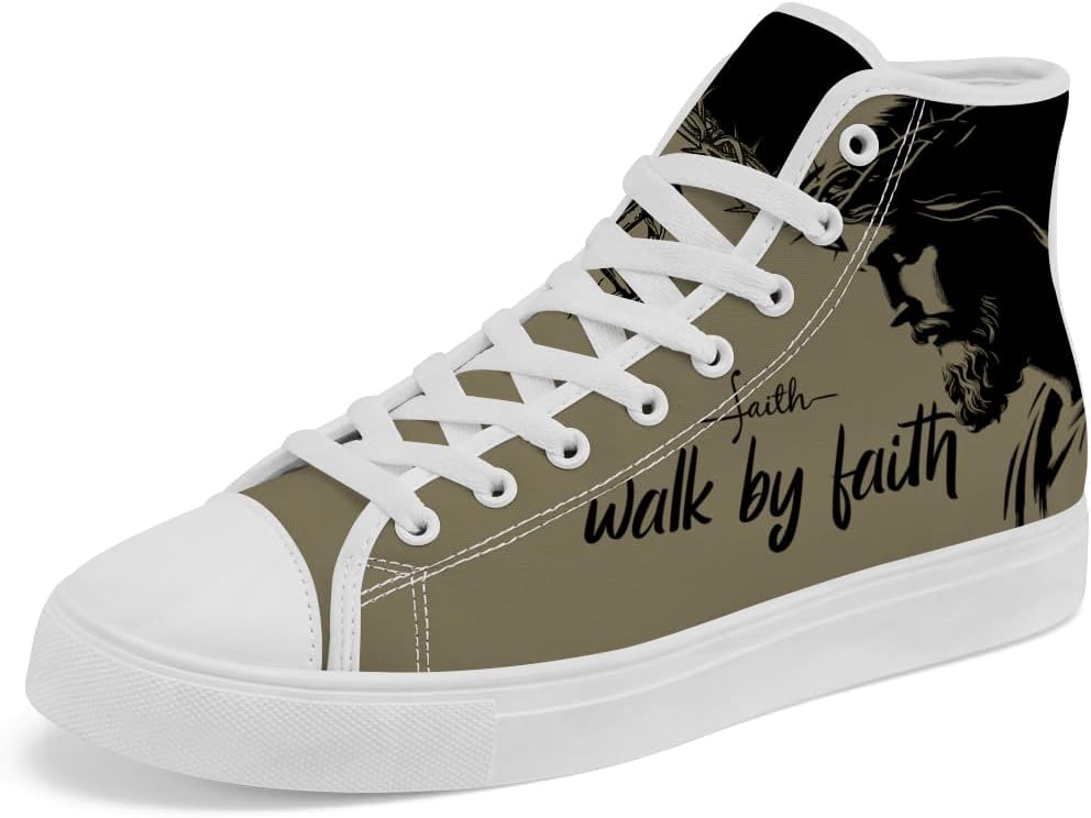 

Высокие кеды на шнуровке chebing Faith из холщовой ткани, христианские высокие кеды, повседневная обувь Walk by Faith для женщин и мужчин, зеленый