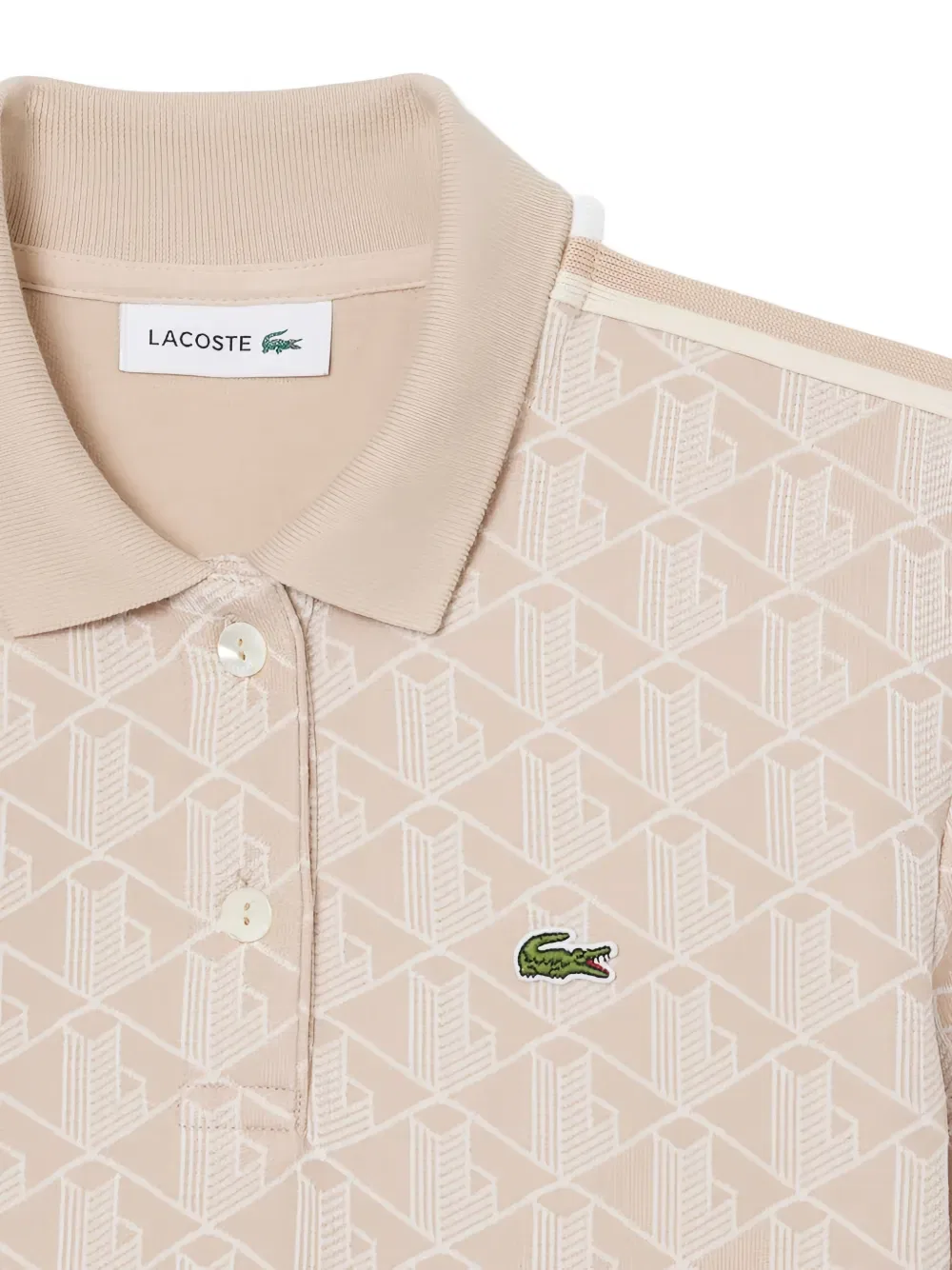 Поло Lacoste с монограммой, бежевое — фото 3